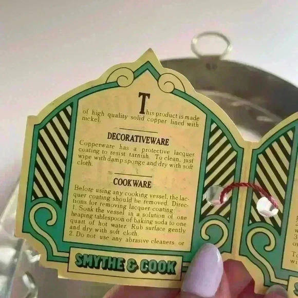 New Smythe & Cook Solid Copper Flowers Cookware Original Tags 10" - Picture 5 of 8